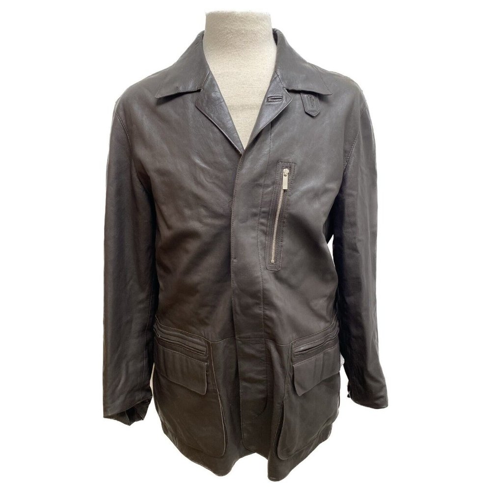 100% Authentic Ermenegildo Zegna 3/4 Leather Men's Jacket Size Large